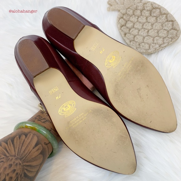 Etienne Aigner Vintage Oxblood Leather Flats Women’s Size 7 M Pointed Toe Kitten - Picture 6 of 8